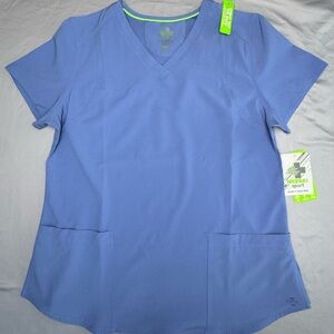 Meraki Ciel Blue Curved Hem Women’s Scrub Top - Item #0001